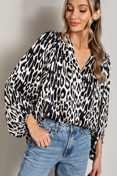 Leopard Print V Neck Top