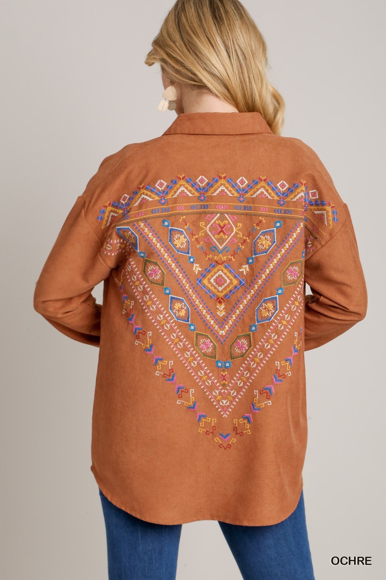 Corduroy Jacket with Embroidery Detail