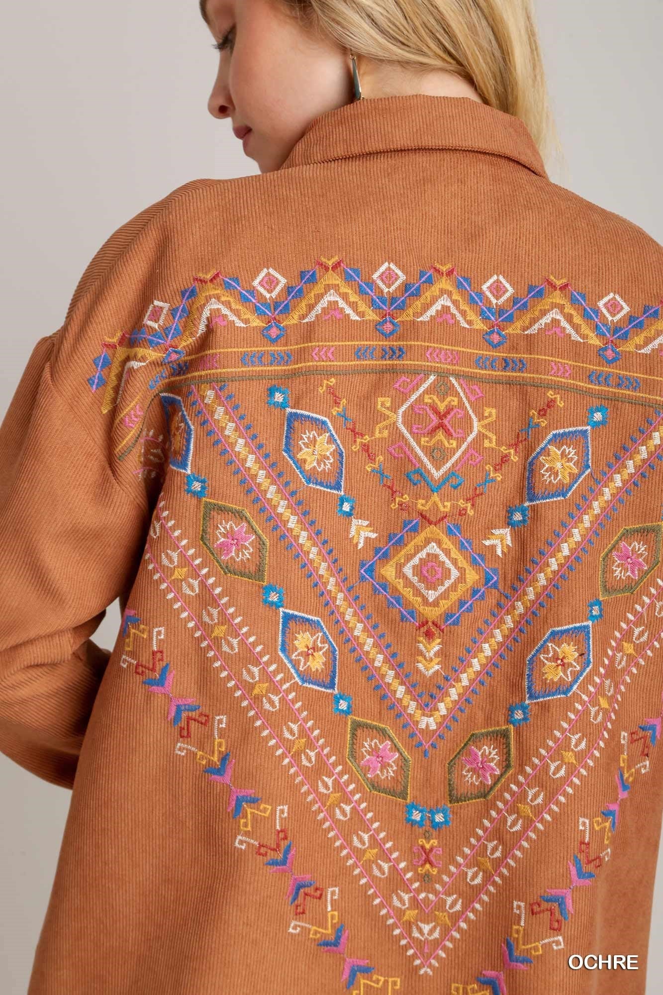 Corduroy Jacket with Embroidery Detail