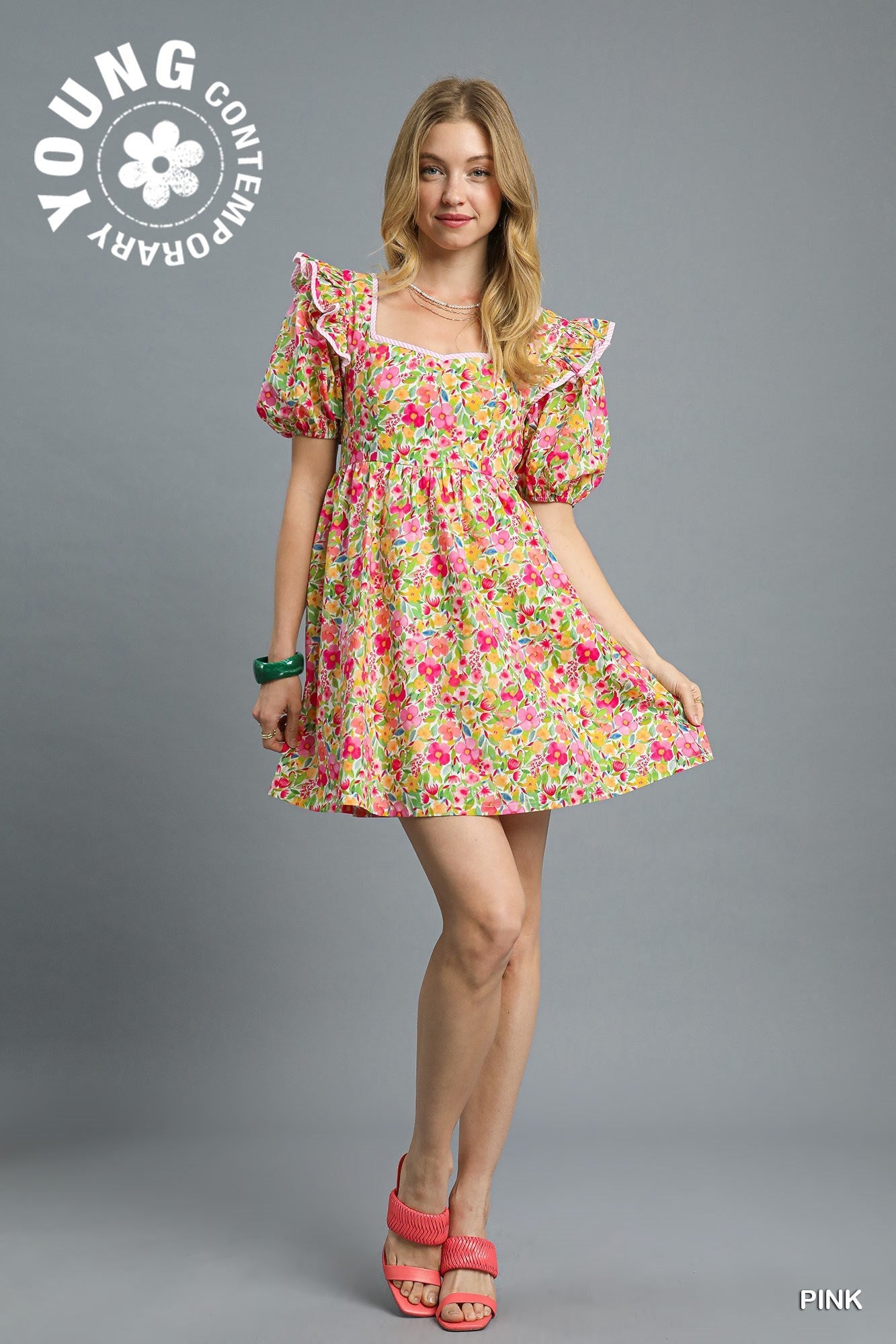 Floral Puff Sleeve Mini Dress