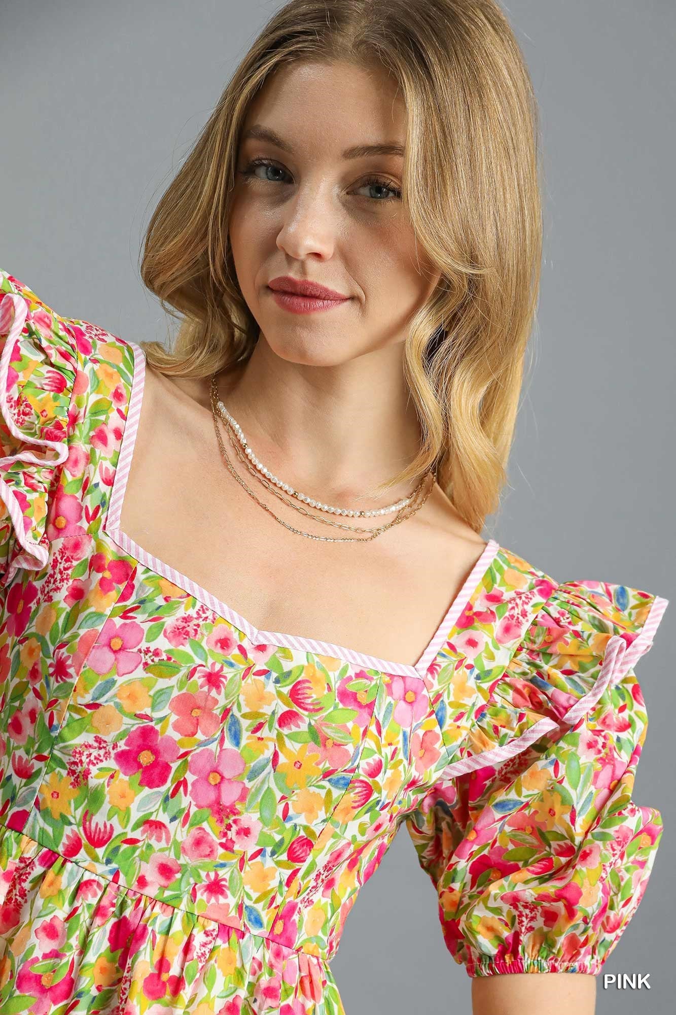Floral Puff Sleeve Mini Dress
