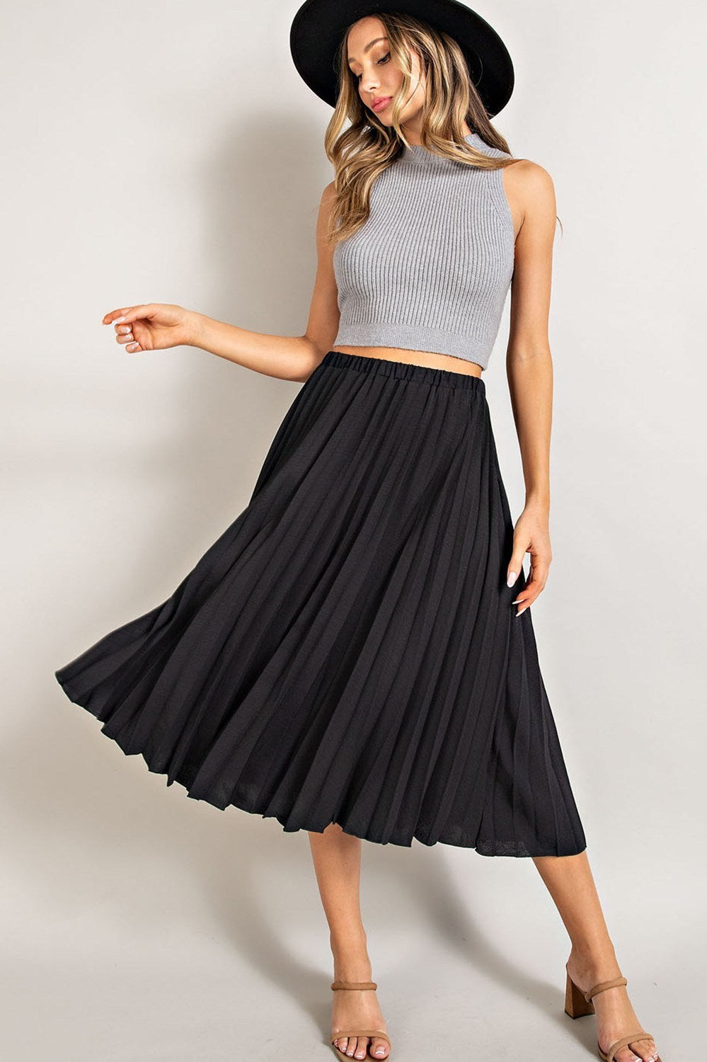 Pleated Midi Skirt