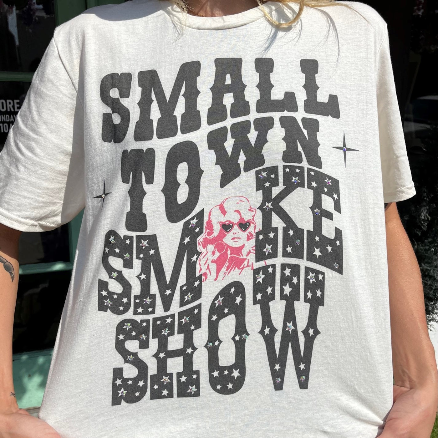 Small Town Smokeshow  Rhinestone Tee