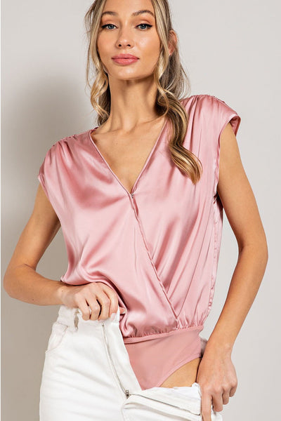 Satin V Neck Bodysuit