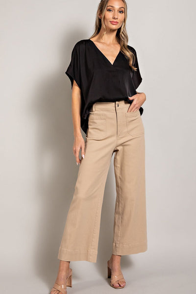 Satin V Neck Blouse Top