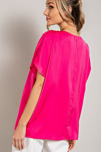 Satin V Neck Blouse Top