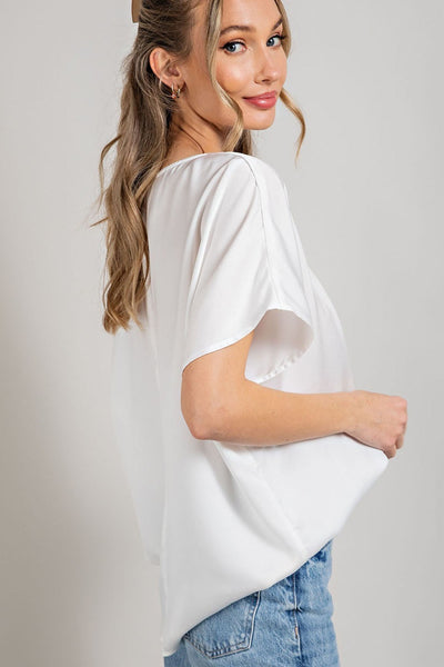 Satin V Neck Blouse Top