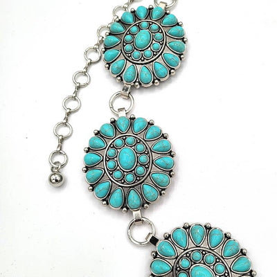 Western Metal Turquoise Concho Belt
