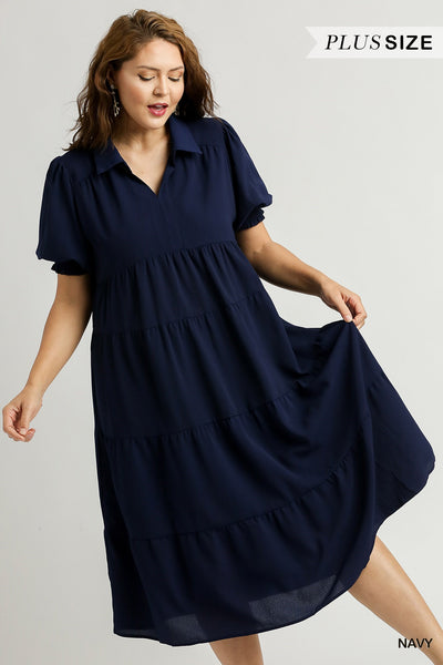 Collared Tiered Maxi Dress
