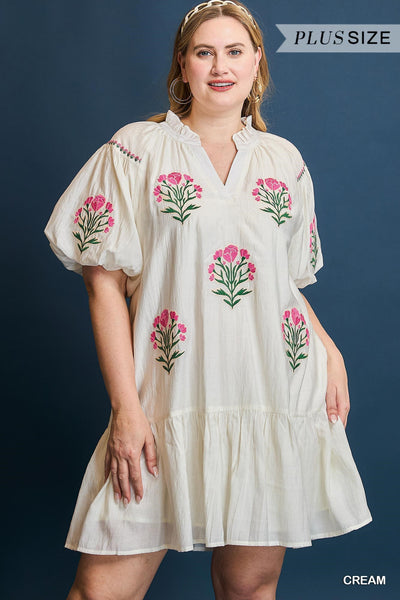 Floral Embroidered Mini Dress