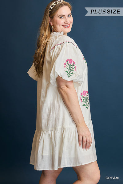 Floral Embroidered Mini Dress