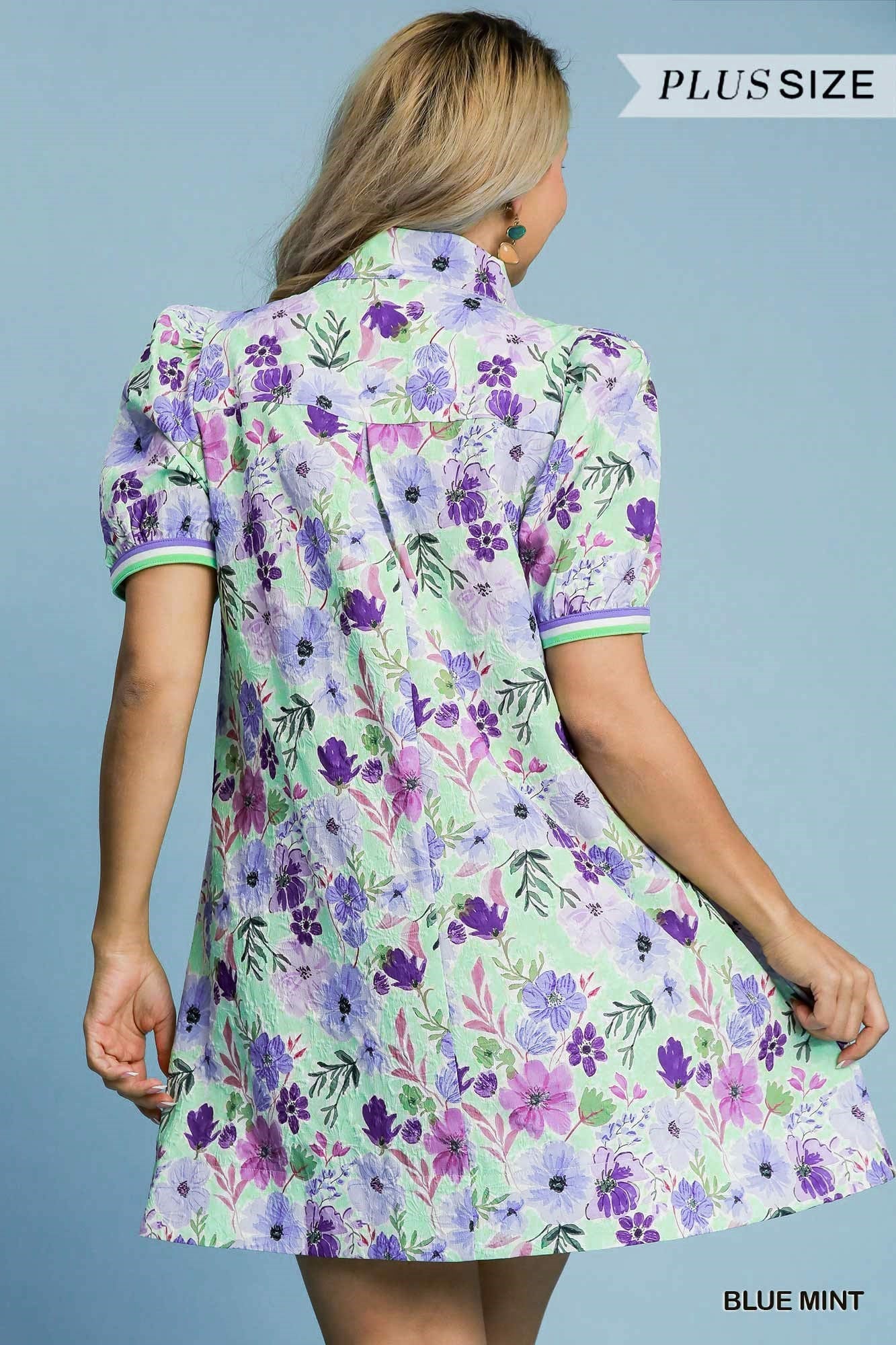 Floral Print High Neck Mini Dress