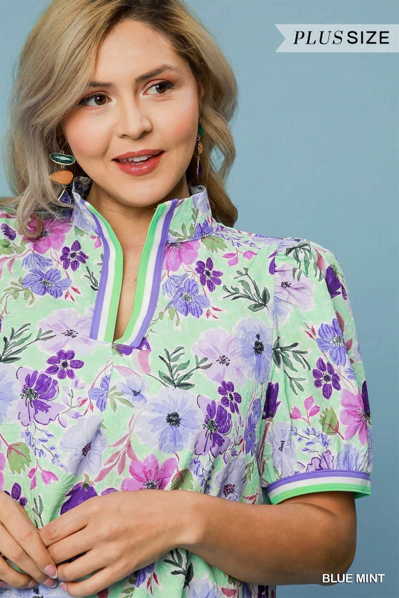Floral Print High Neck Mini Dress