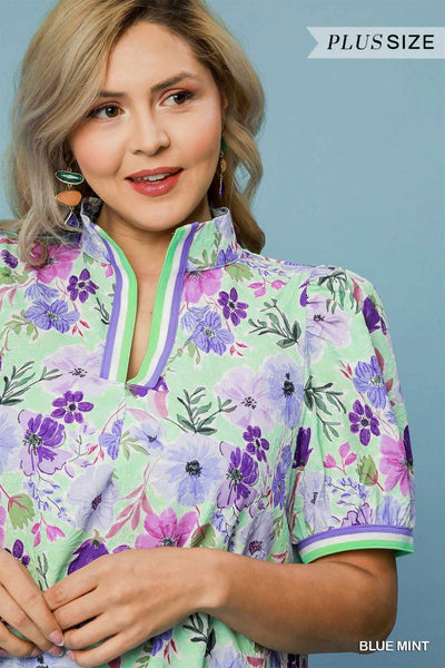 Floral Print High Neck Mini Dress