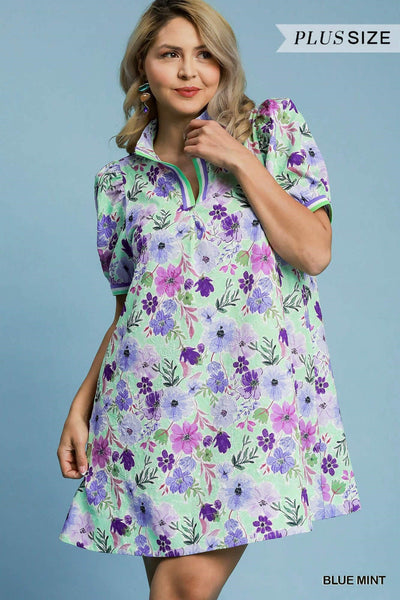 Floral Print High Neck Mini Dress