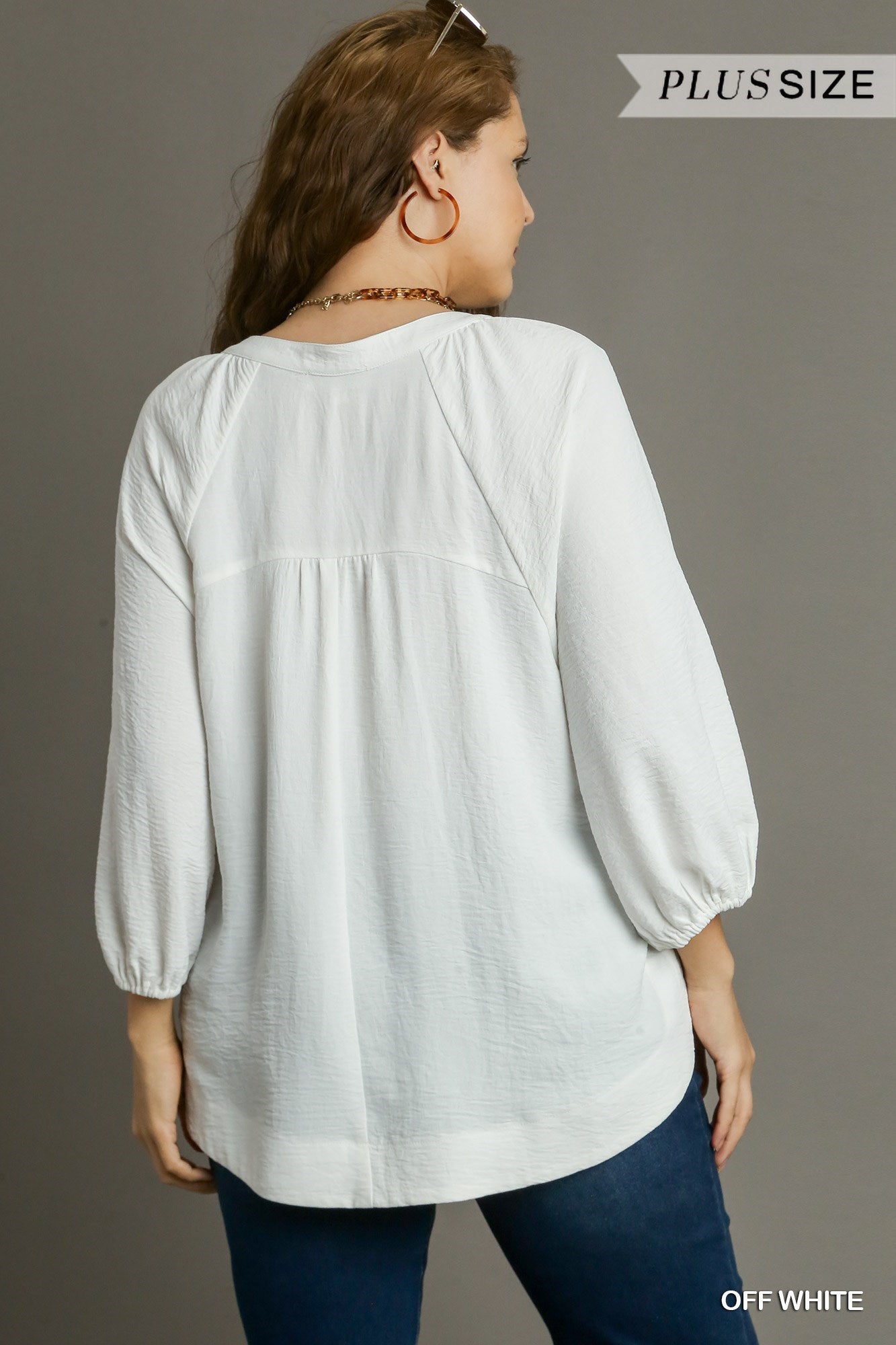 Notched Raglan Sleeve Top