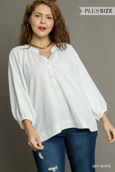 Notched Raglan Sleeve Top