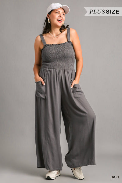 Linen Smocked Jumpsuit