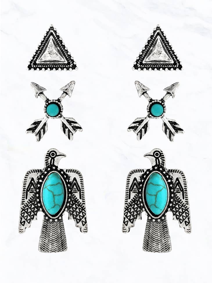 Western Theme Stud Earring Set