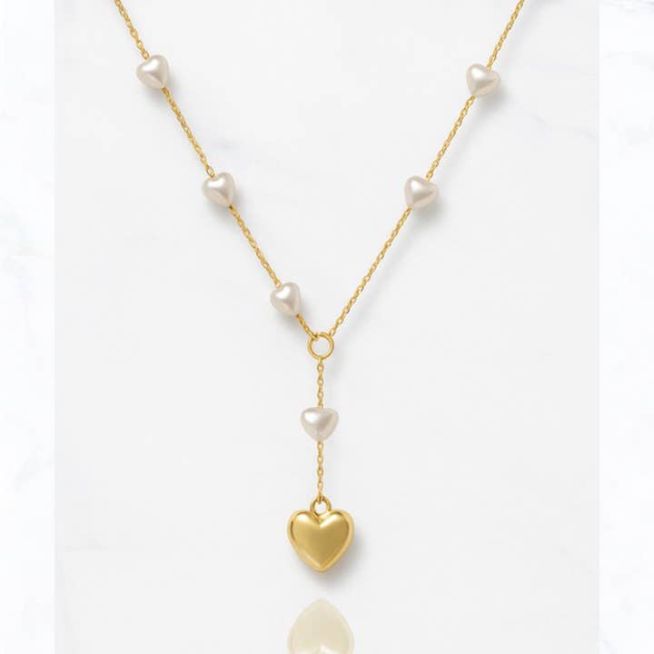 Heart Pearl Y Necklace