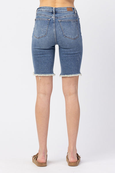 High Rise Cut Off Bermuda Shorts