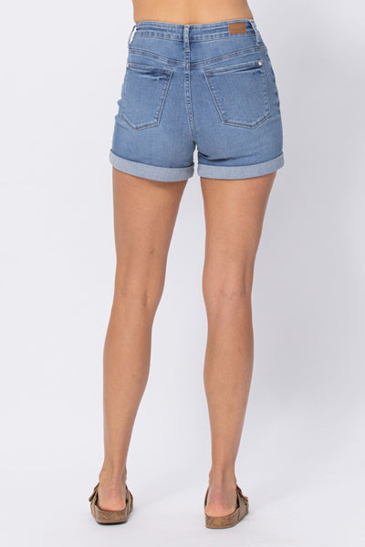 High Rise Open Seam Cuffed Shorts
