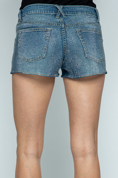 Studded 5 Pocket Denim Shorts