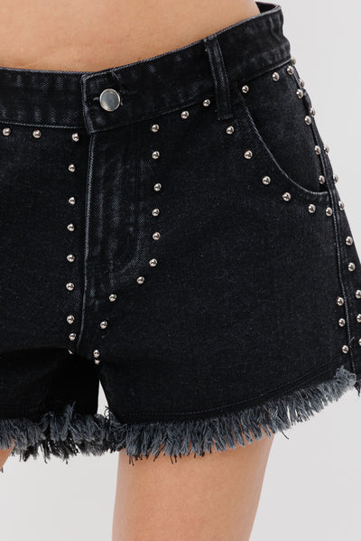 Metal Studded Denim Short