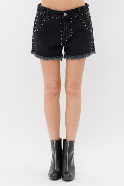 Metal Studded Denim Short