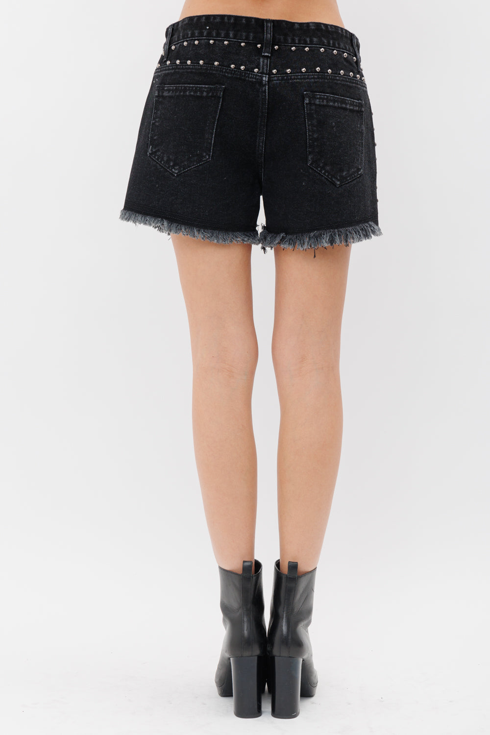 Metal Studded Denim Short