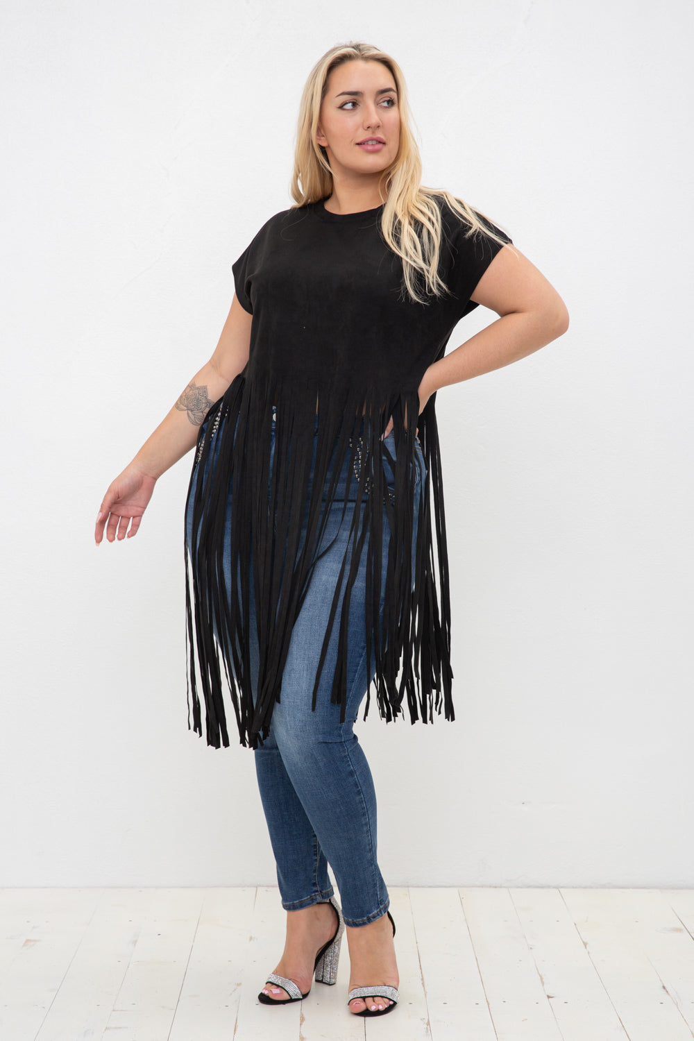 Suede Cropped Fringe Top