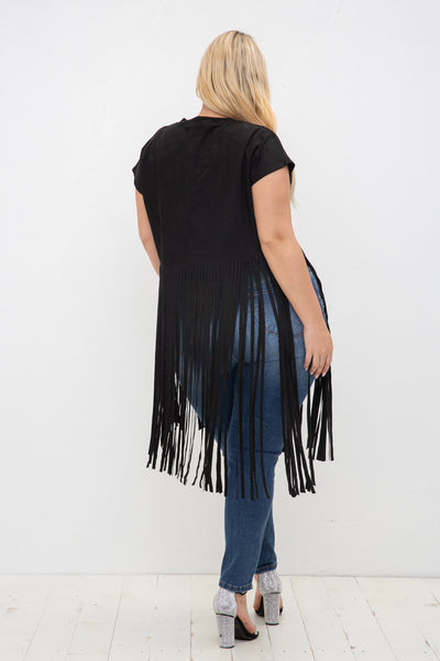 Suede Cropped Fringe Top