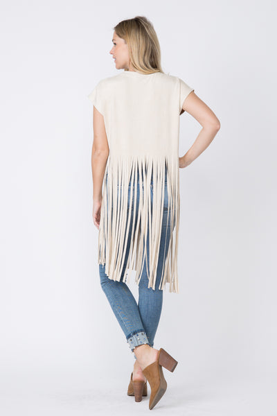 Suede Cropped Fringe Top