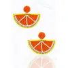 Beaded Half Circle Lemon Lime Post Drop Earrings