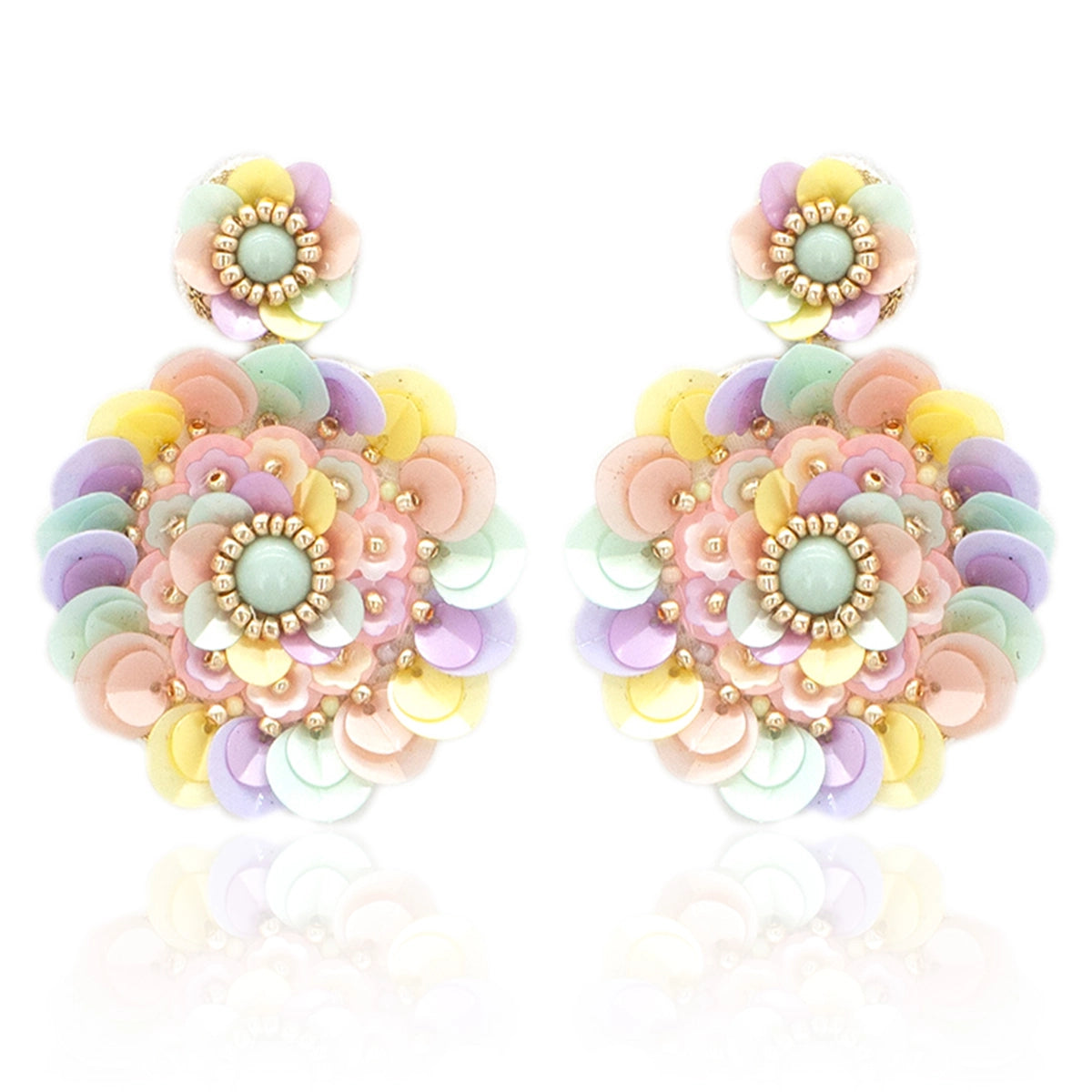 Beaded Flower Pattern Post Earrings