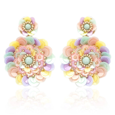 Beaded Flower Pattern Post Earrings