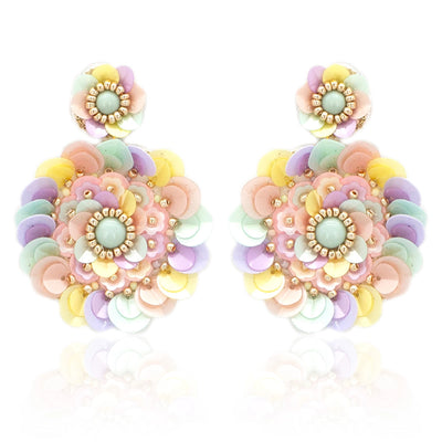 Beaded Flower Pattern Post Earrings