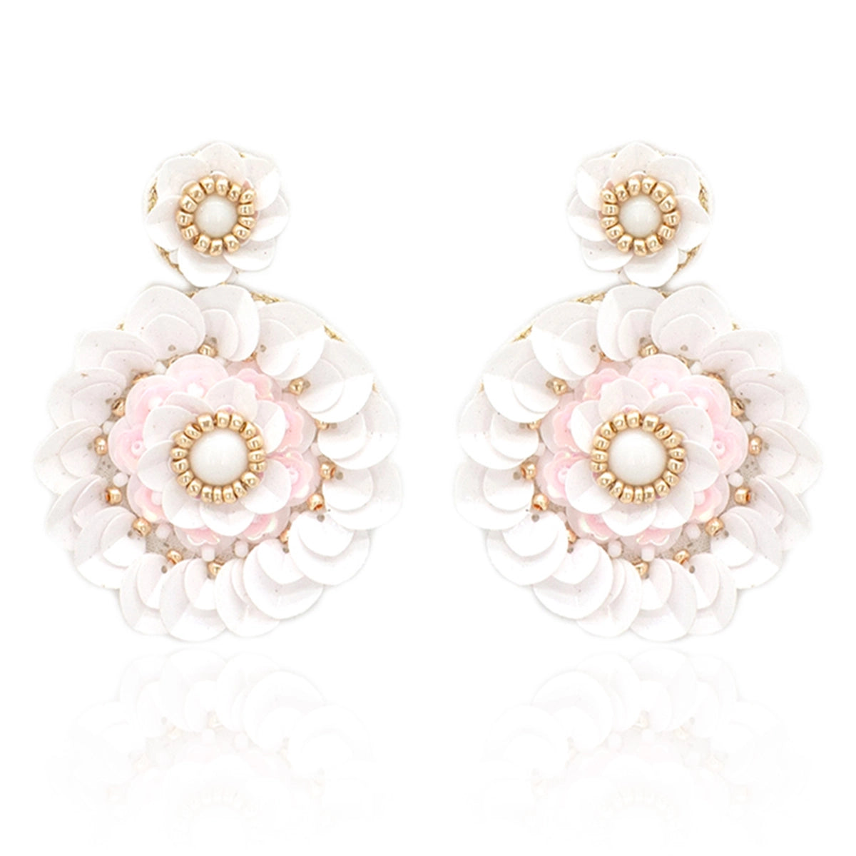 Beaded Flower Pattern Post Earrings