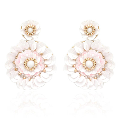 Beaded Flower Pattern Post Earrings