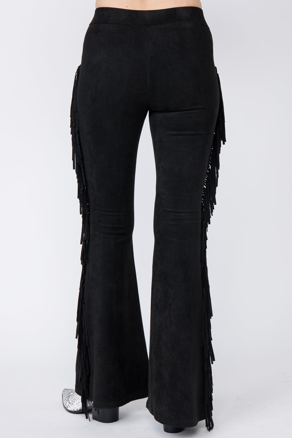 Suede Fringe Flare Pants