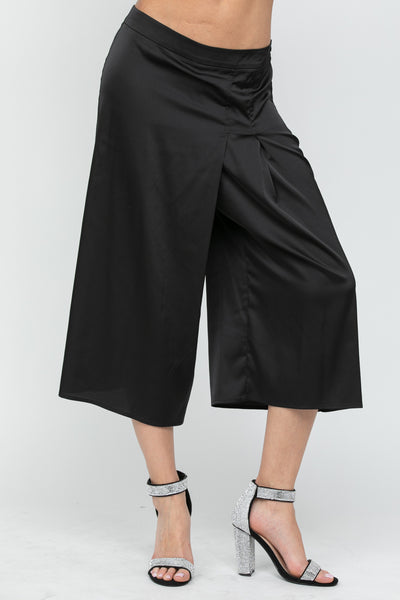 Pleated Satin Wide Leg Pants