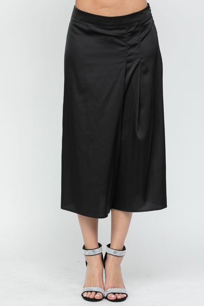 Pleated Satin Wide Leg Pants