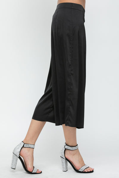 Pleated Satin Wide Leg Pants