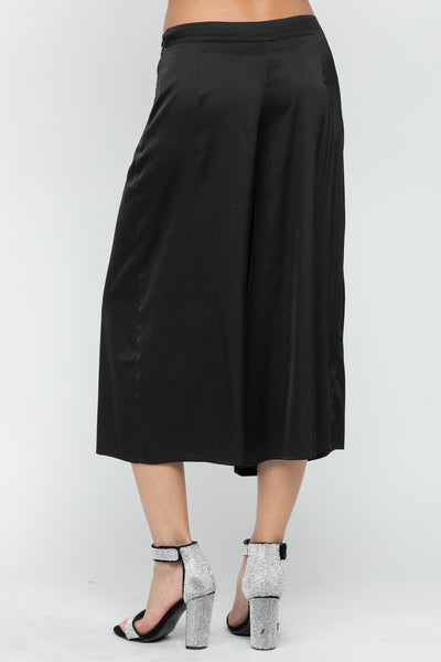 Pleated Satin Wide Leg Pants