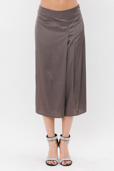 Pleated Satin Wide Leg Pants