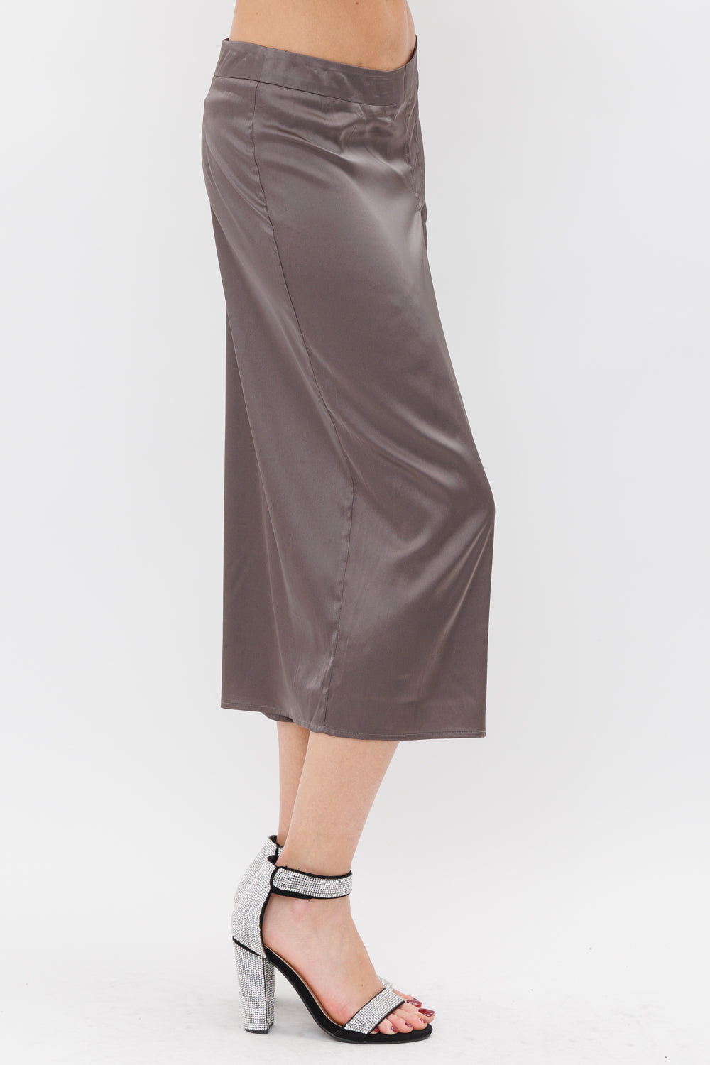 Pleated Satin Wide Leg Pants