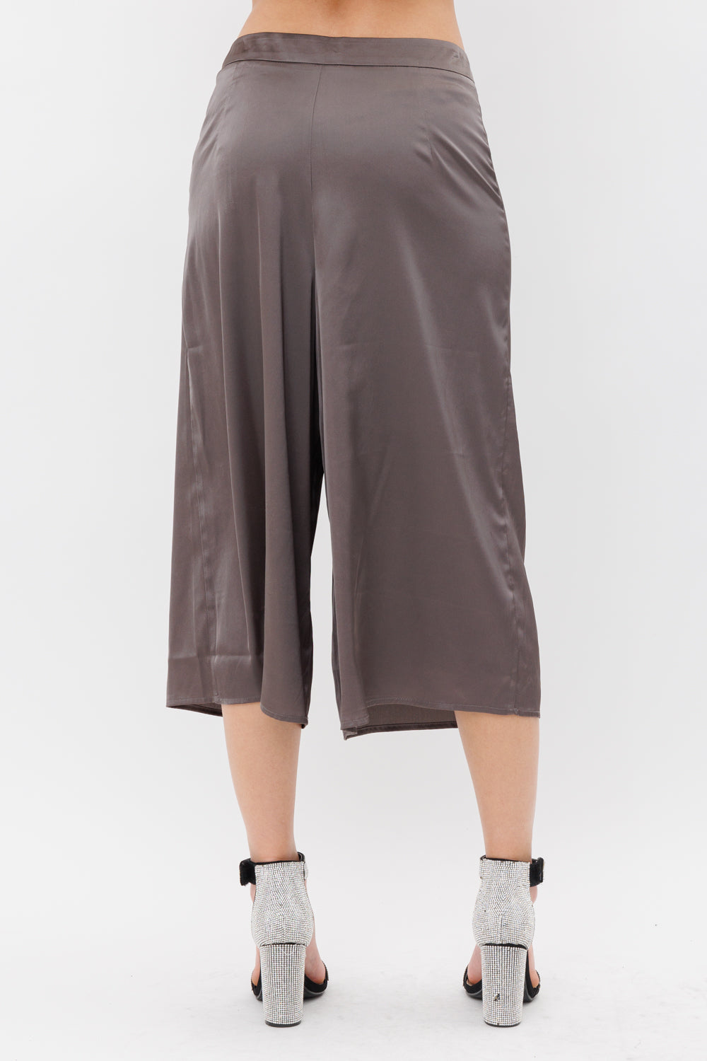 Pleated Satin Wide Leg Pants