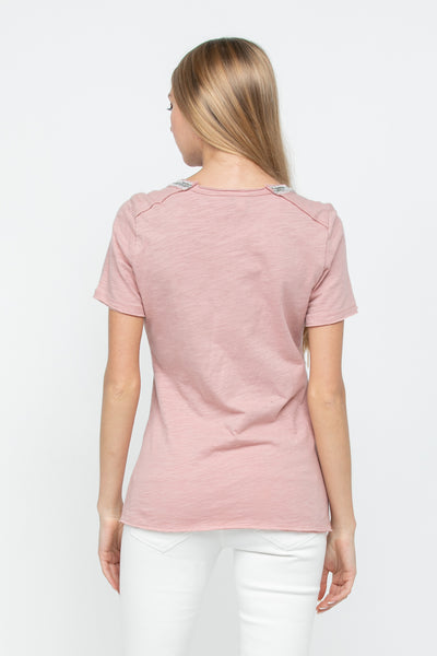 Stone Detail Short Sleeve Top