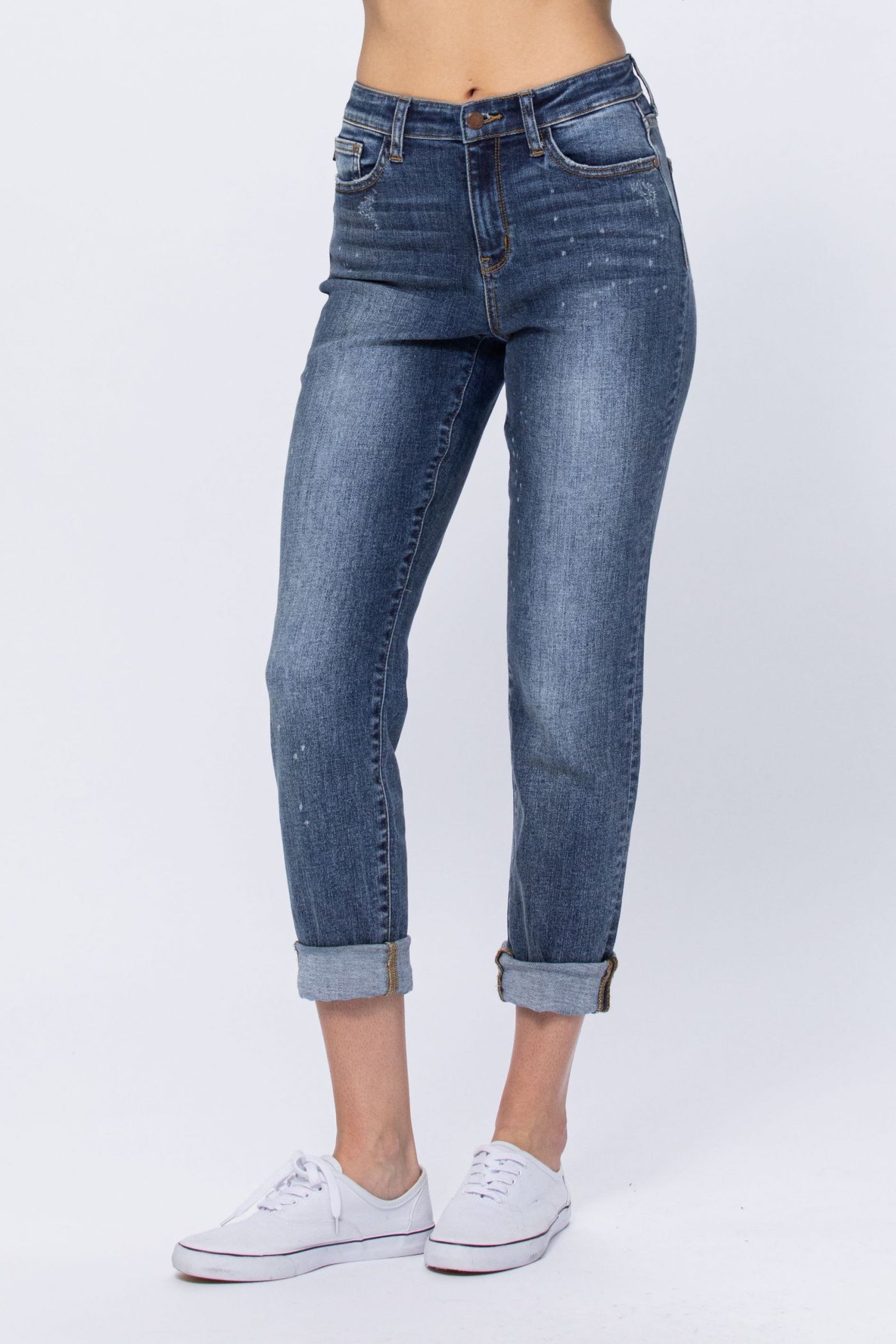 High Rise Bleach Splashed Boyfriend Jean