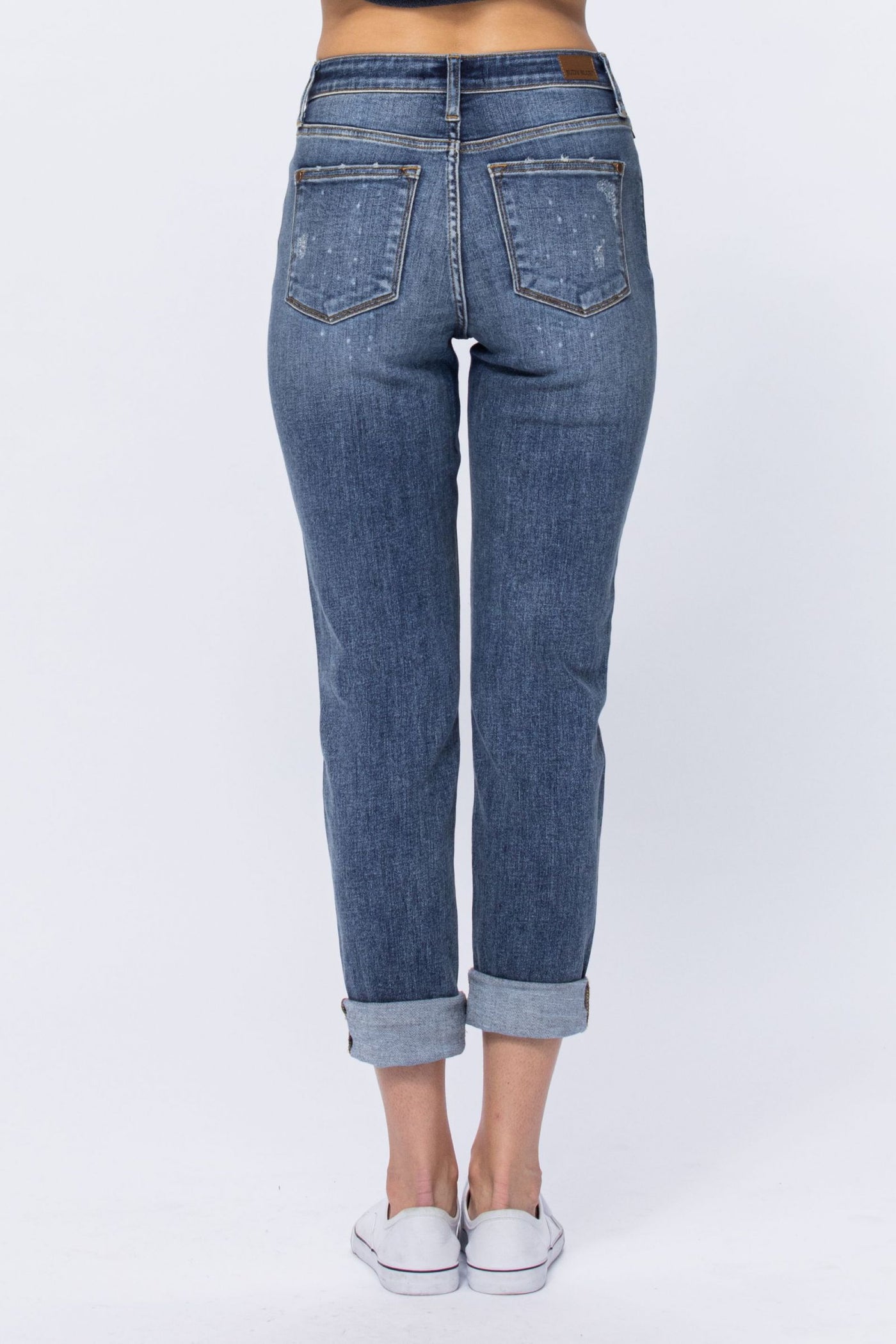 High Rise Bleach Splashed Boyfriend Jean